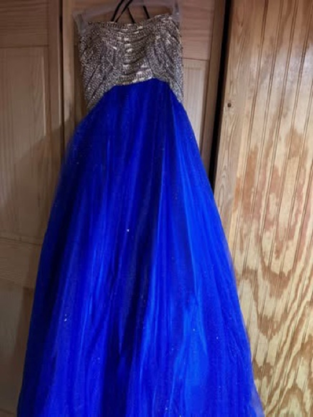Sequined Bodice Royal Blue Tulle Skirt Women's Prom Skirt